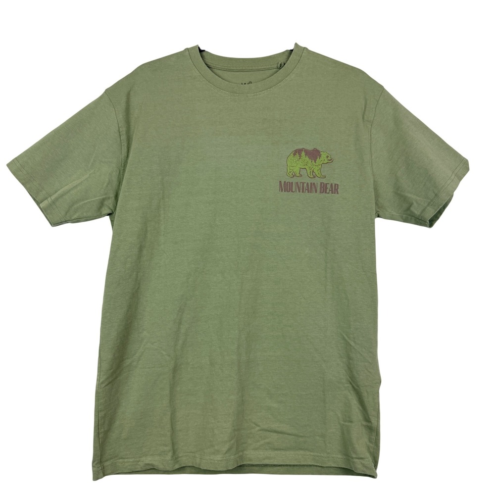 Designer Feng Brand M Mens Mountain Bear Graphic Swamp Green Oversize T-Shirt